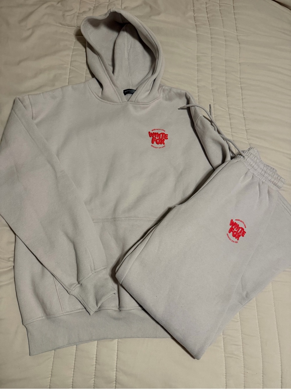 White Fox- Light Grayish-Tan Hoodie & Sweatpants set